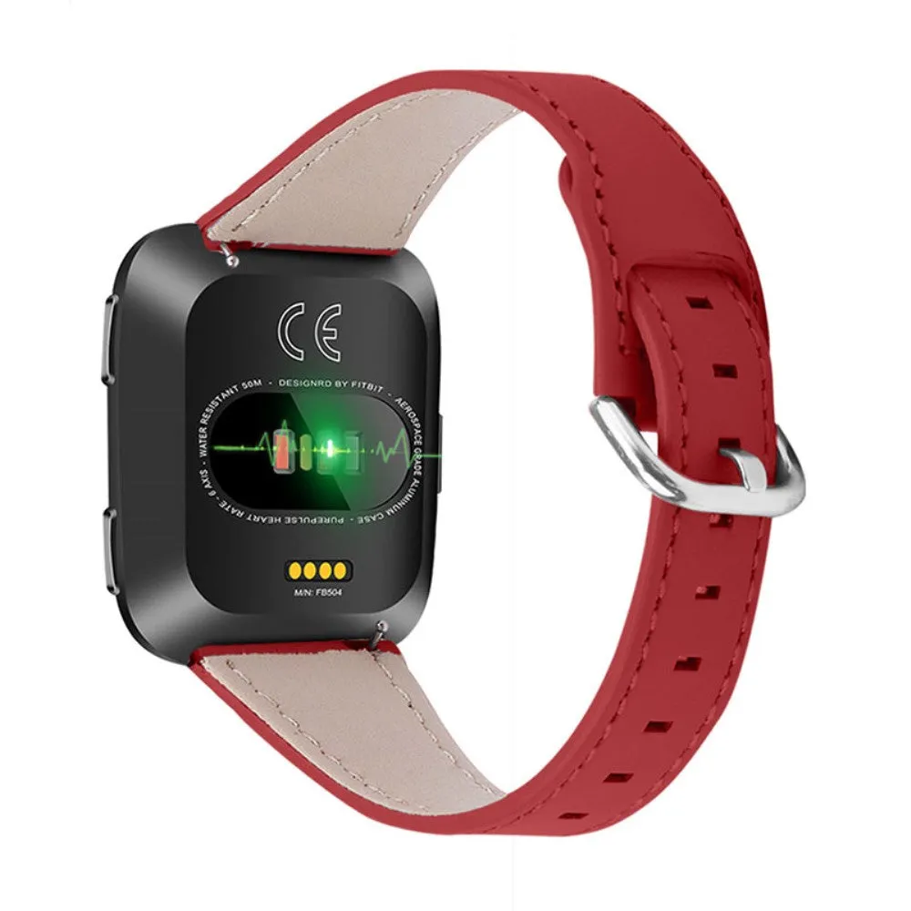 Fitbit Versa 2 / Lite cowhide genuine leather watch strap - Red