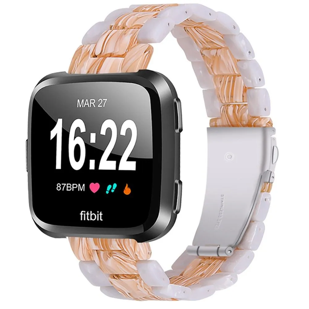 Fitbit Versa 2 / Versa Lite color splice resin watch strap - Pearl White / Silk White