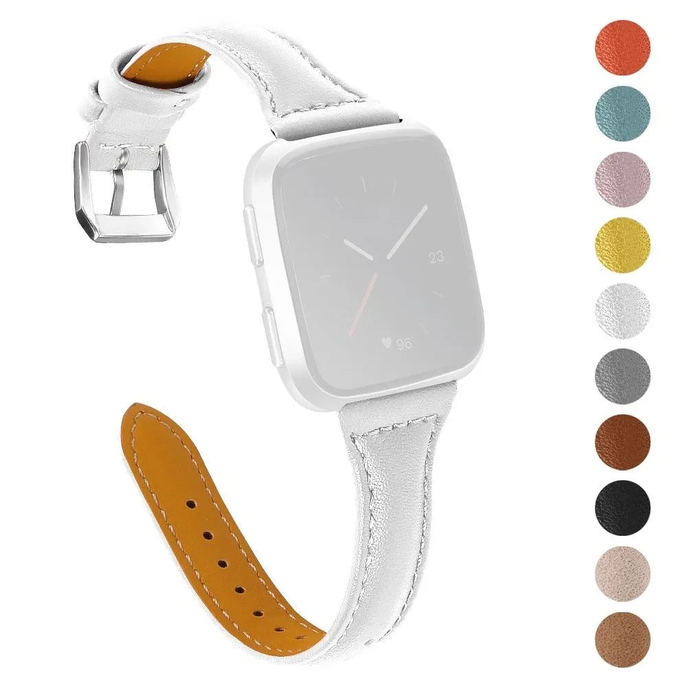 Fitbit Versa 2 / Versa Lite / Versa simple genuine leather watch strap - White