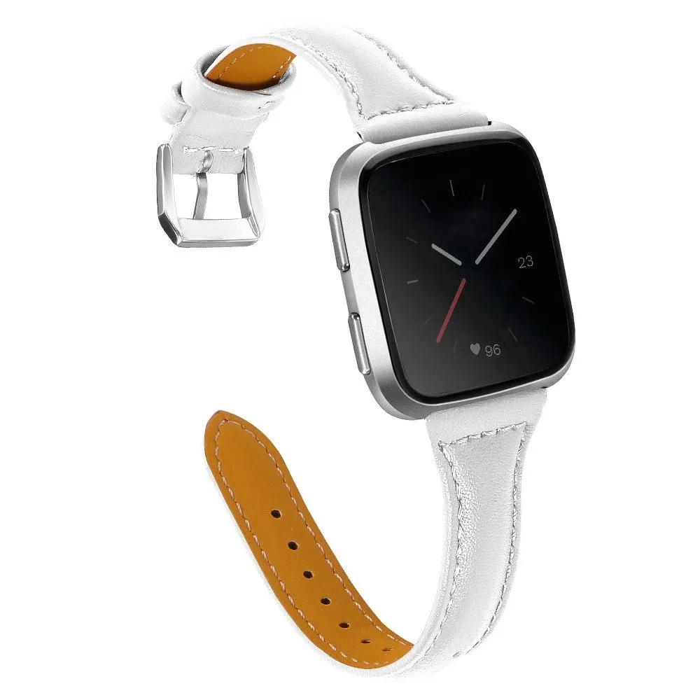 Fitbit Versa 2 / Versa Lite / Versa simple genuine leather watch strap - White