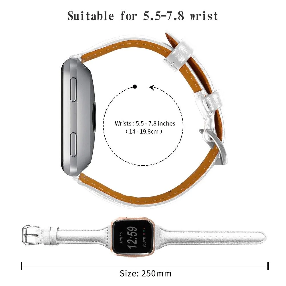 Fitbit Versa 2 / Versa Lite / Versa simple genuine leather watch strap - White