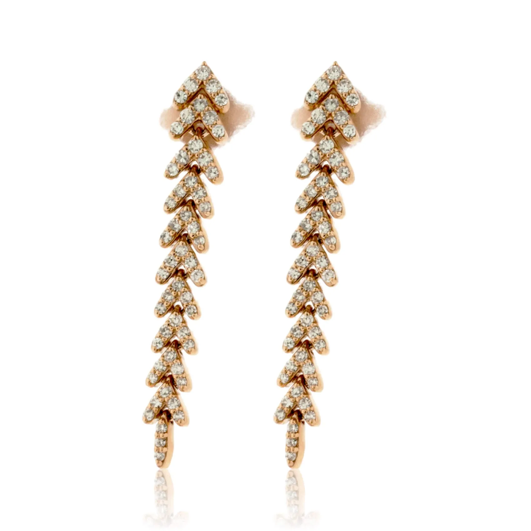 Flexible Rose Gold Diamond Dangle Drop Earrings