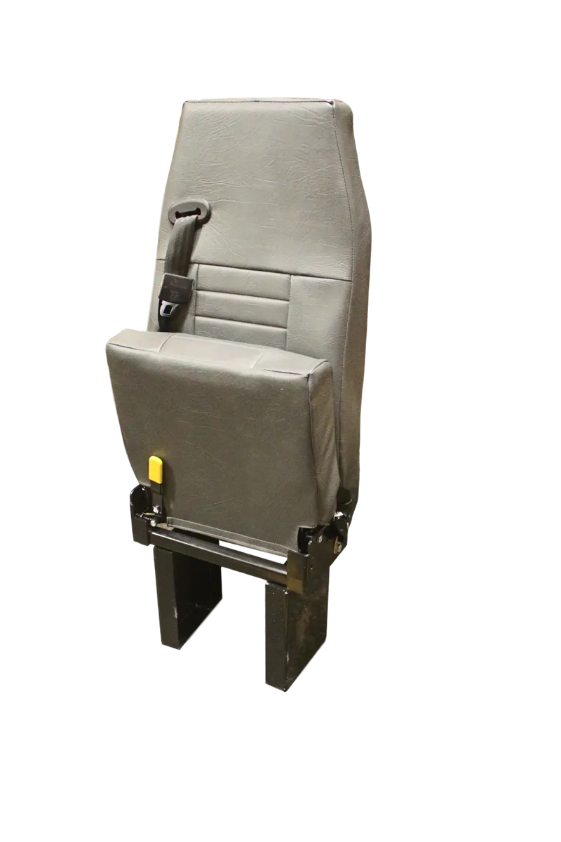 Floor Mounted Flip-Up Seat with 3 Point Seat Belt in Gray Vinyl