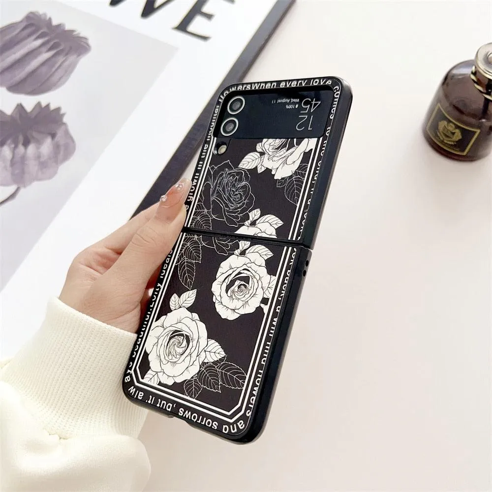 Flower Butterfly Design Cute Phone Case: PC Cover for Galaxy Z Flip 3/4 Clamshell