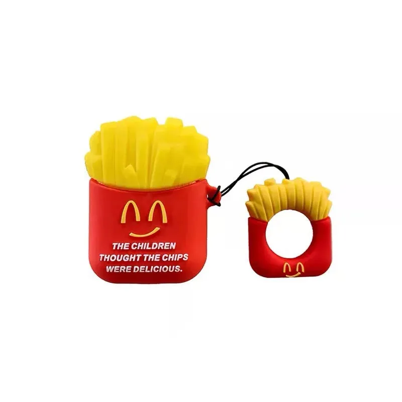 Food Family Bucket Hamburg French Fries Chicken Nuggets Cookies Case for AirPods 1 2 Box Soft Silicone Earphone Protect Cover