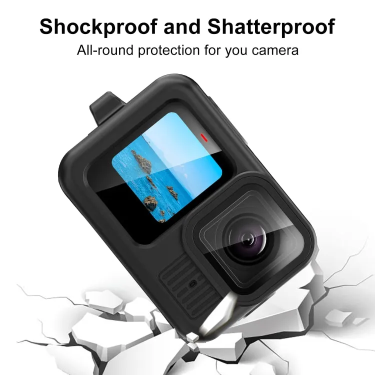 For GoPro HERO13 Black PULUZ Silicone Protective Case Side Interface Cover with Wrist Strap & Lens Cover (Black)