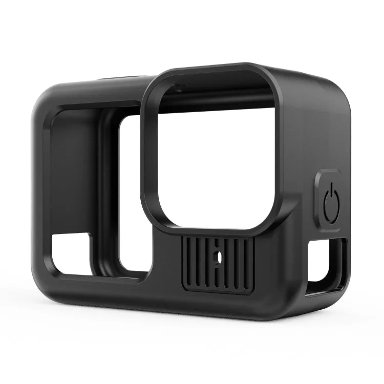 For GoPro HERO13 Black Silicone Protective Case Cover with Wrist Strap & Lens Cover (Black)