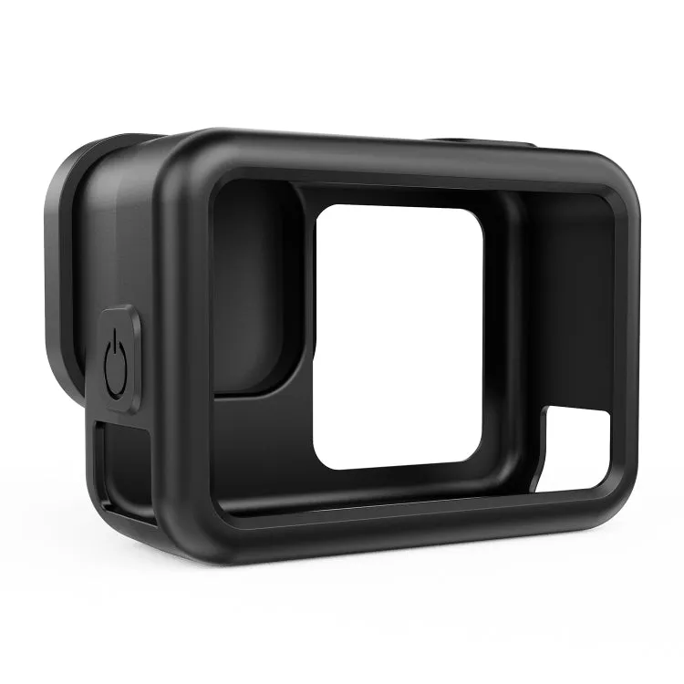 For GoPro HERO13 Black Silicone Protective Case Cover with Wrist Strap & Lens Cover (Black)