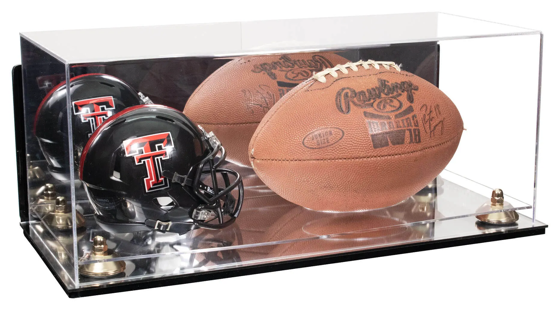 Full-Size Football and Mini Helmet (not Full Size) Display Cases - Mirror No Wall Mounts (A103/B47)