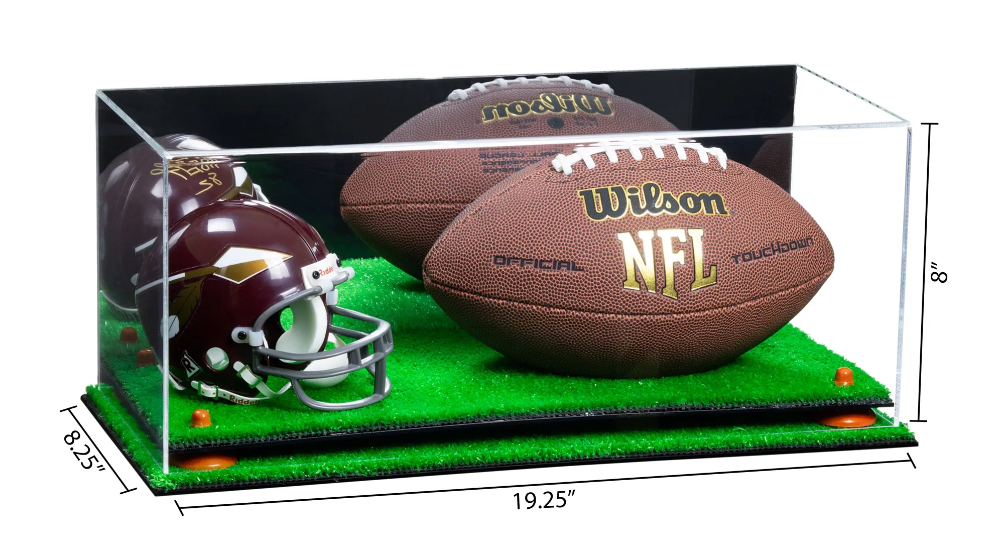 Full-Size Football and Mini Helmet (not Full Size) Display Cases - Mirror No Wall Mounts (A103/B47)