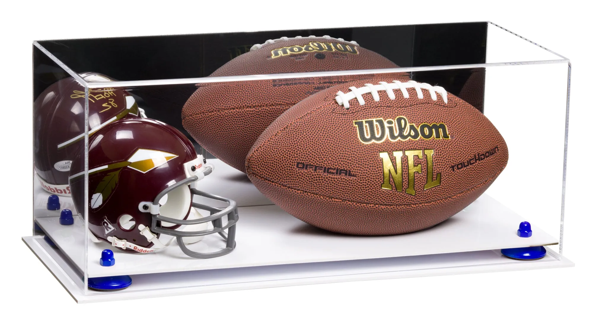 Full-Size Football and Mini Helmet (not Full Size) Display Cases - Mirror No Wall Mounts (A103/B47)