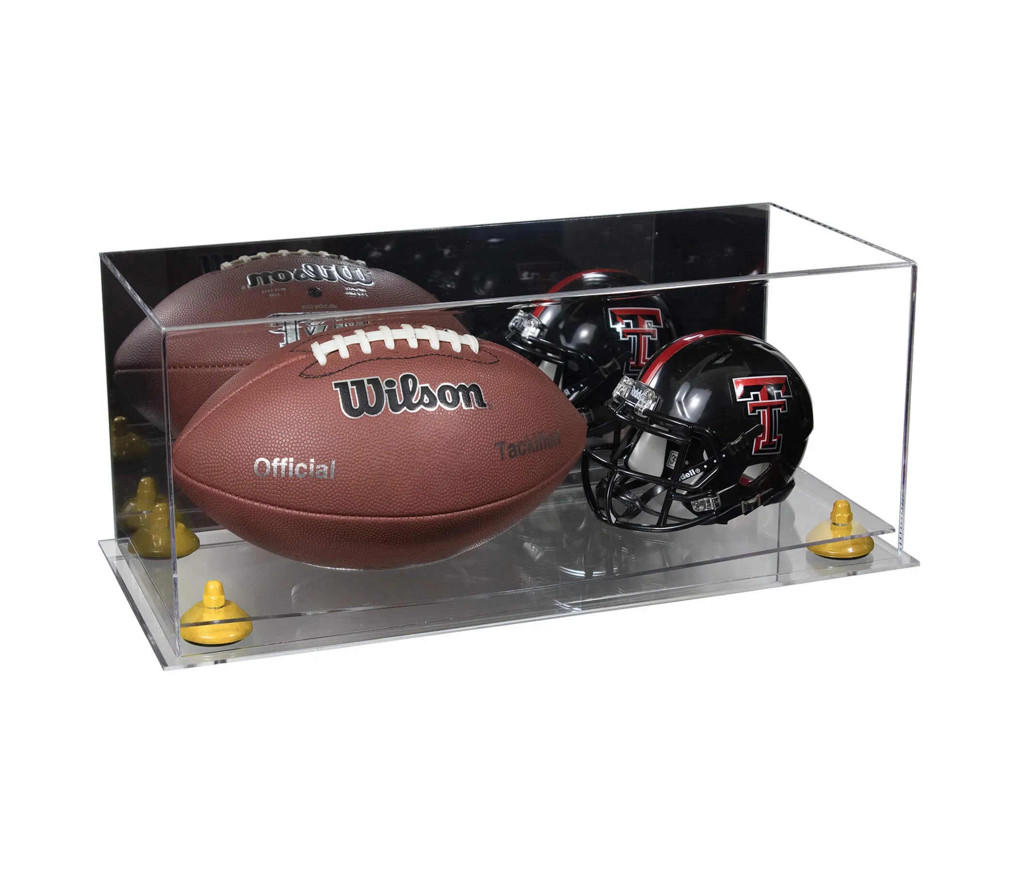 Full-Size Football and Mini Helmet (not Full Size) Display Cases - Mirror No Wall Mounts (A103/B47)