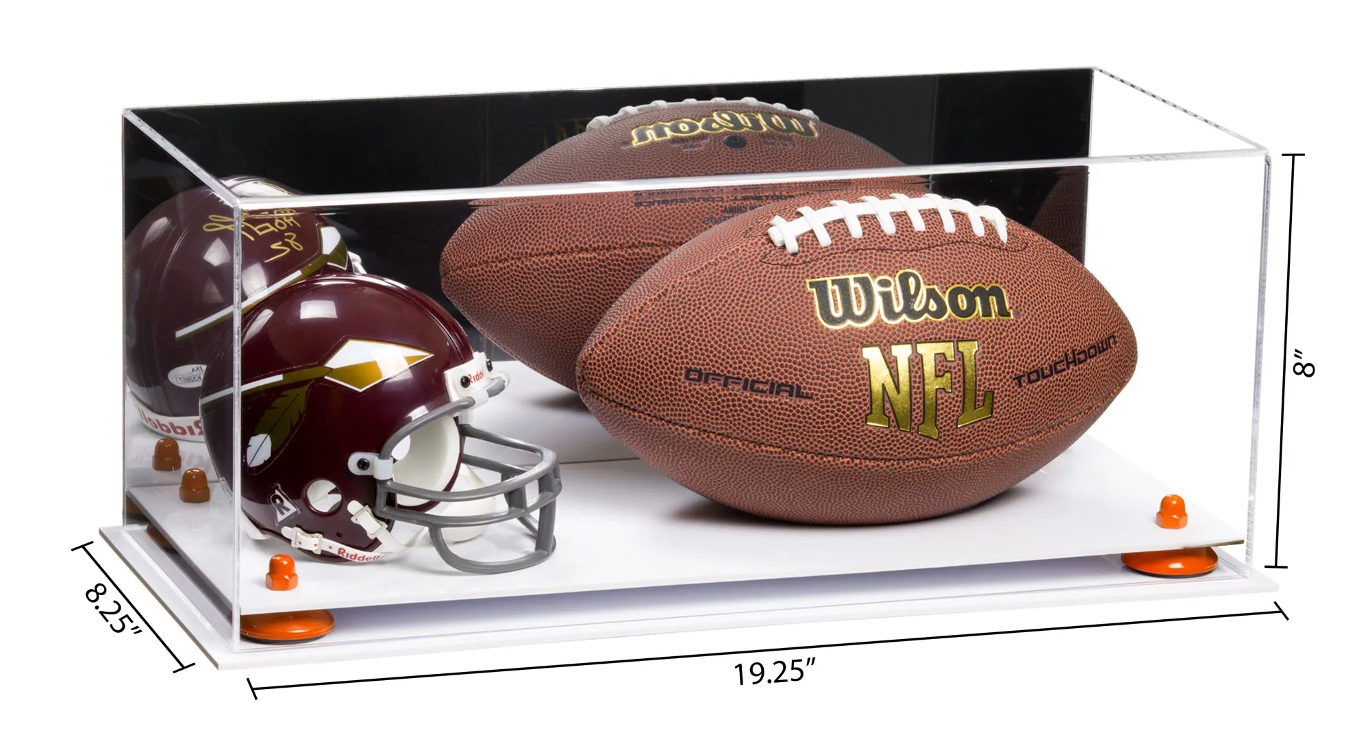 Full-Size Football and Mini Helmet (not Full Size) Display Cases - Mirror No Wall Mounts (A103/B47)