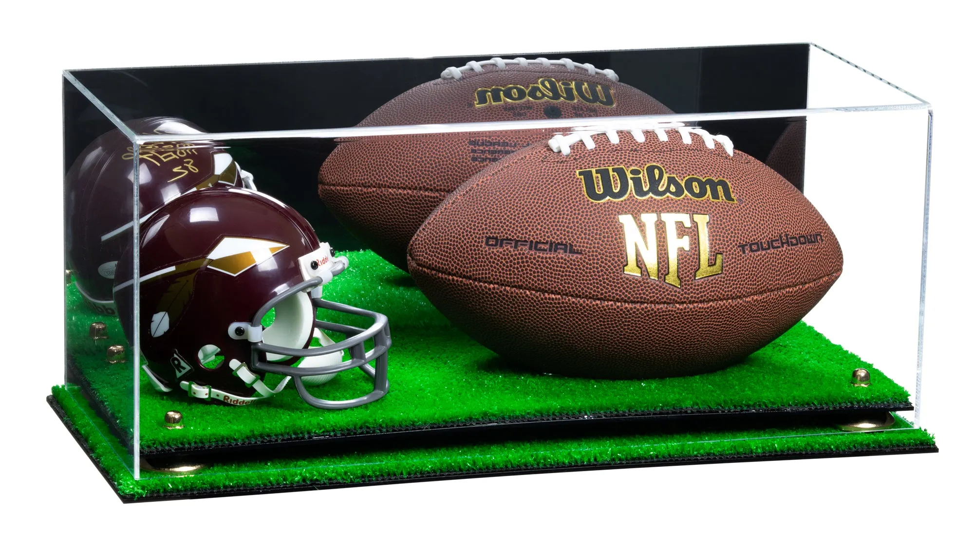 Full-Size Football and Mini Helmet (not Full Size) Display Cases - Mirror No Wall Mounts (A103/B47)