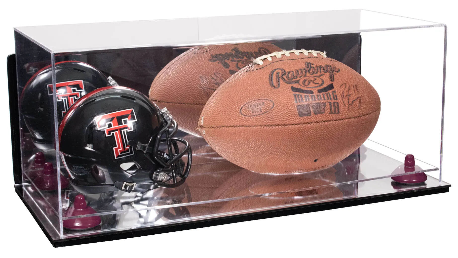 Full-Size Football and Mini Helmet (not Full Size) Display Cases - Mirror No Wall Mounts (A103/B47)