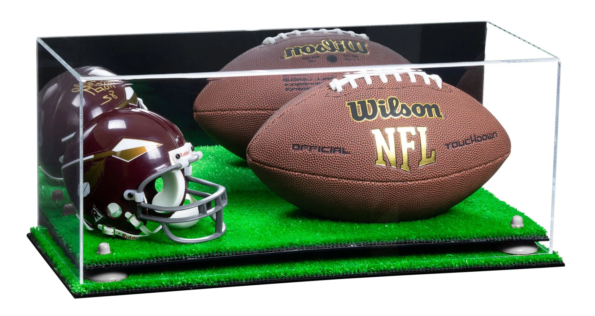 Full-Size Football and Mini Helmet (not Full Size) Display Cases - Mirror No Wall Mounts (A103/B47)