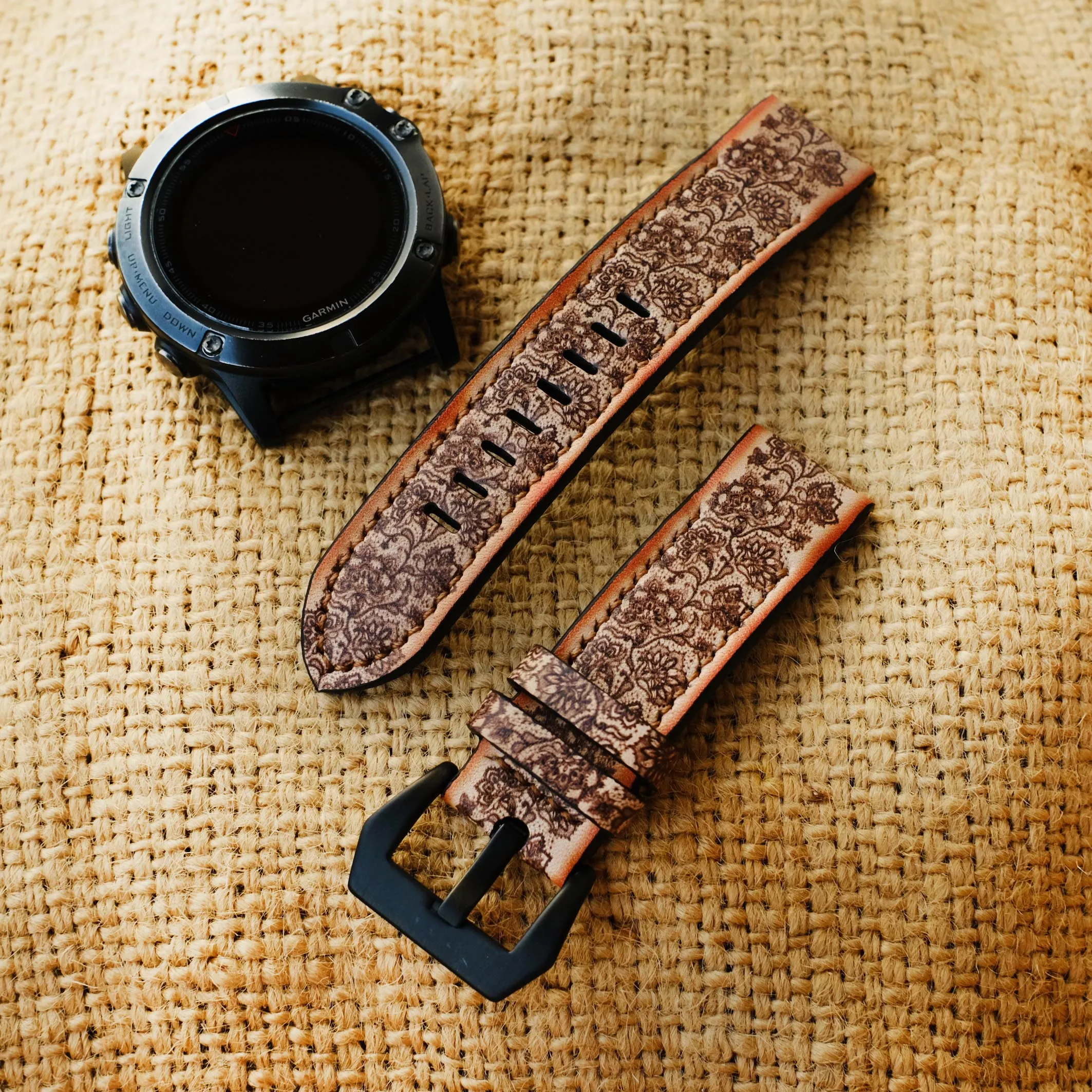 Garmin Brown Lace Custom Leather Strap