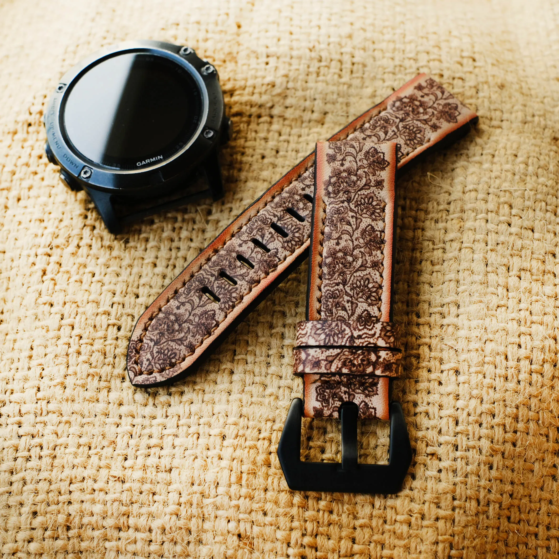 Garmin Brown Lace Custom Leather Strap