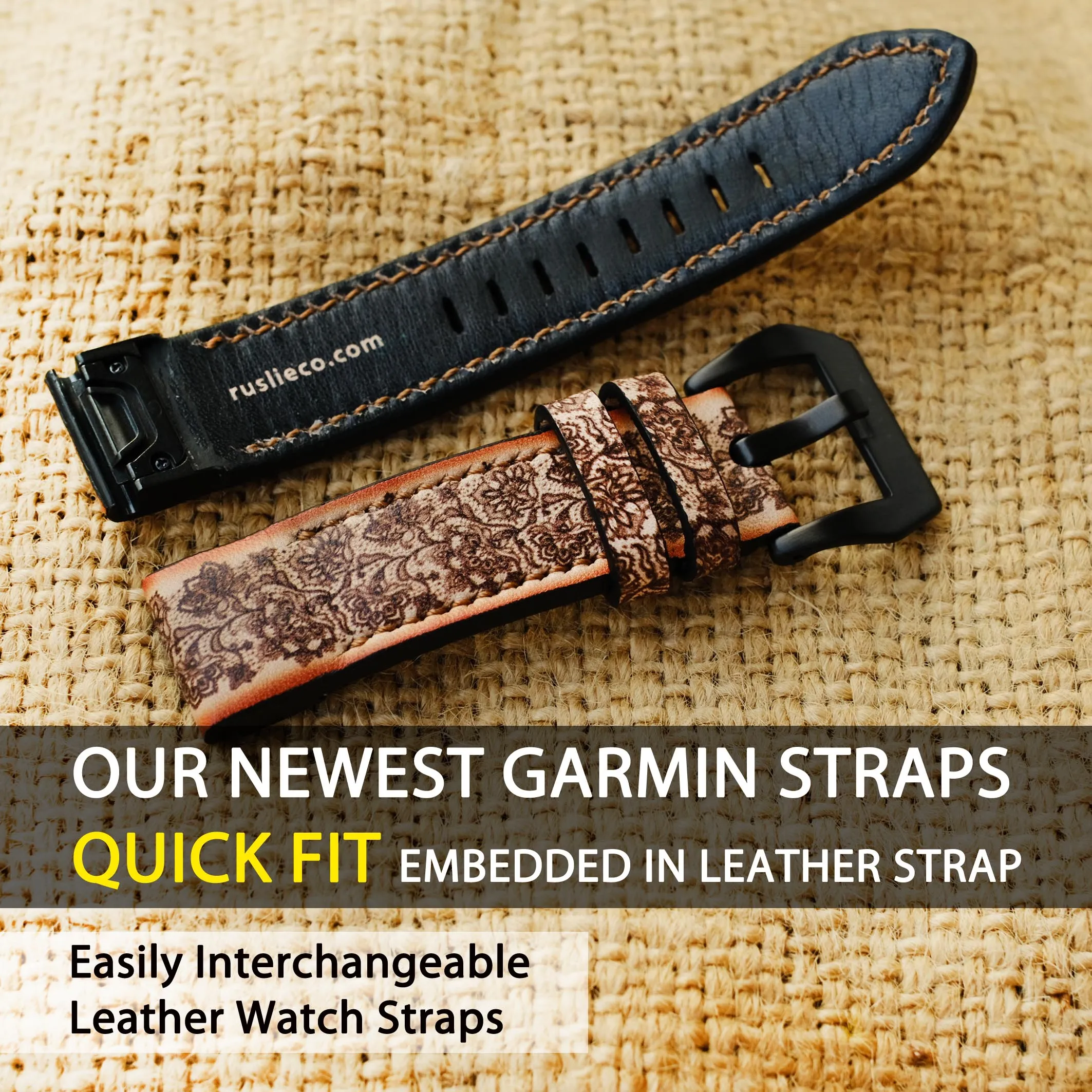 Garmin Brown Lace Custom Leather Strap