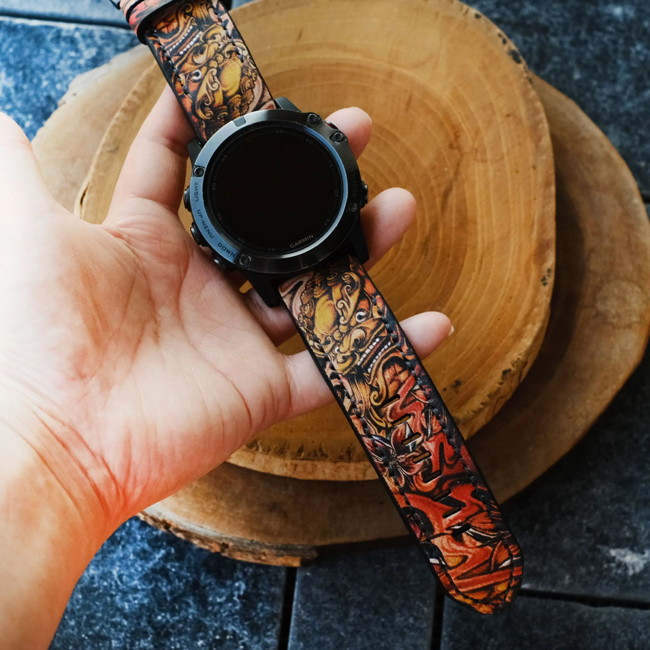 Garmin Custom Design Handmade Leather Strap