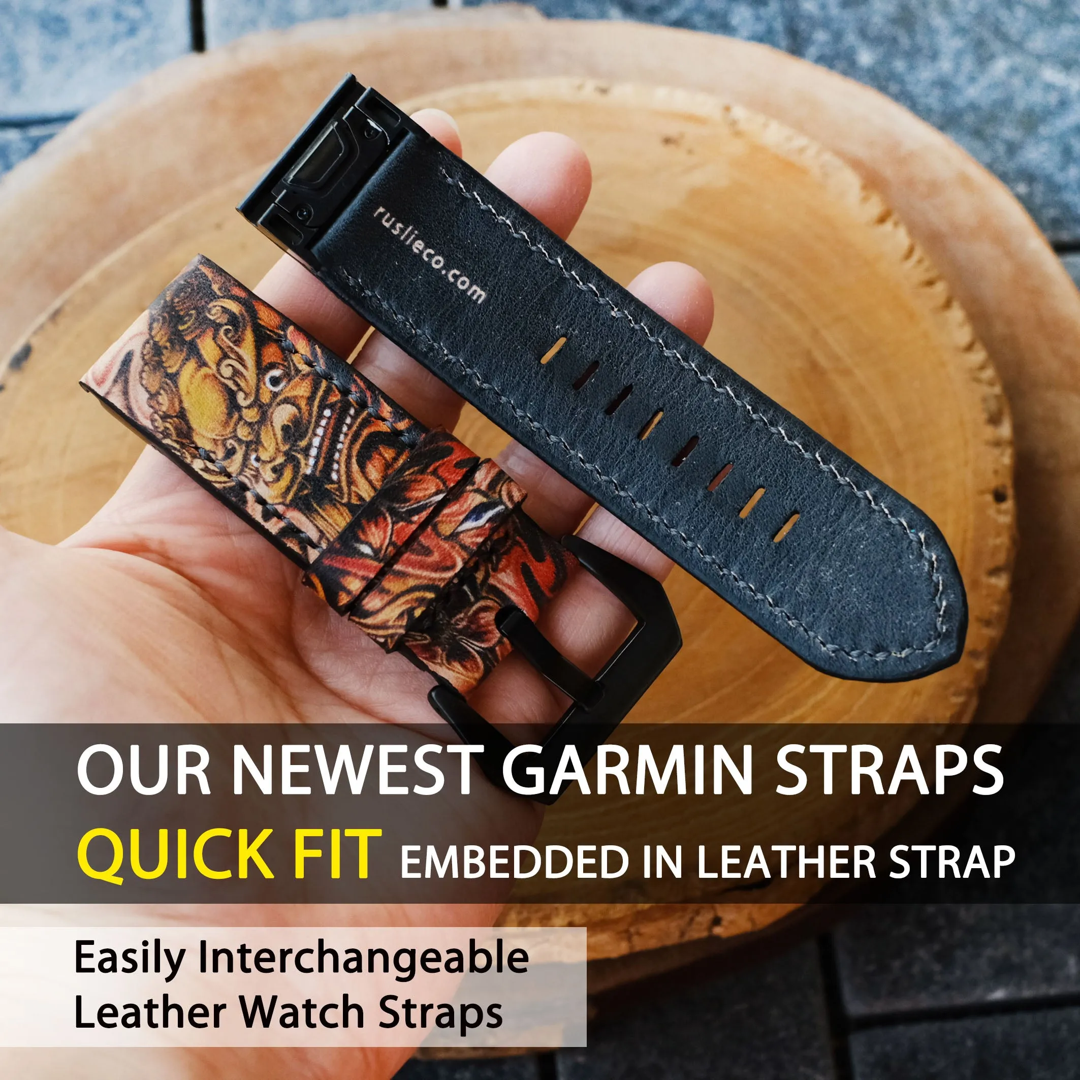 Garmin Custom Design Handmade Leather Strap