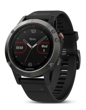 Garmin Fenix 5 Multisport Smartwatch - GPS - Slate Gray - Black Silicone Band