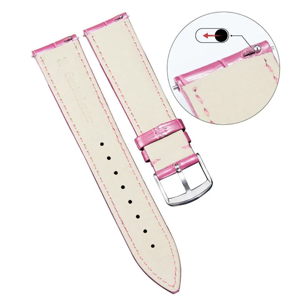 Garmin Vivoactive 4 crocodile pattern leather watch strap - Pink