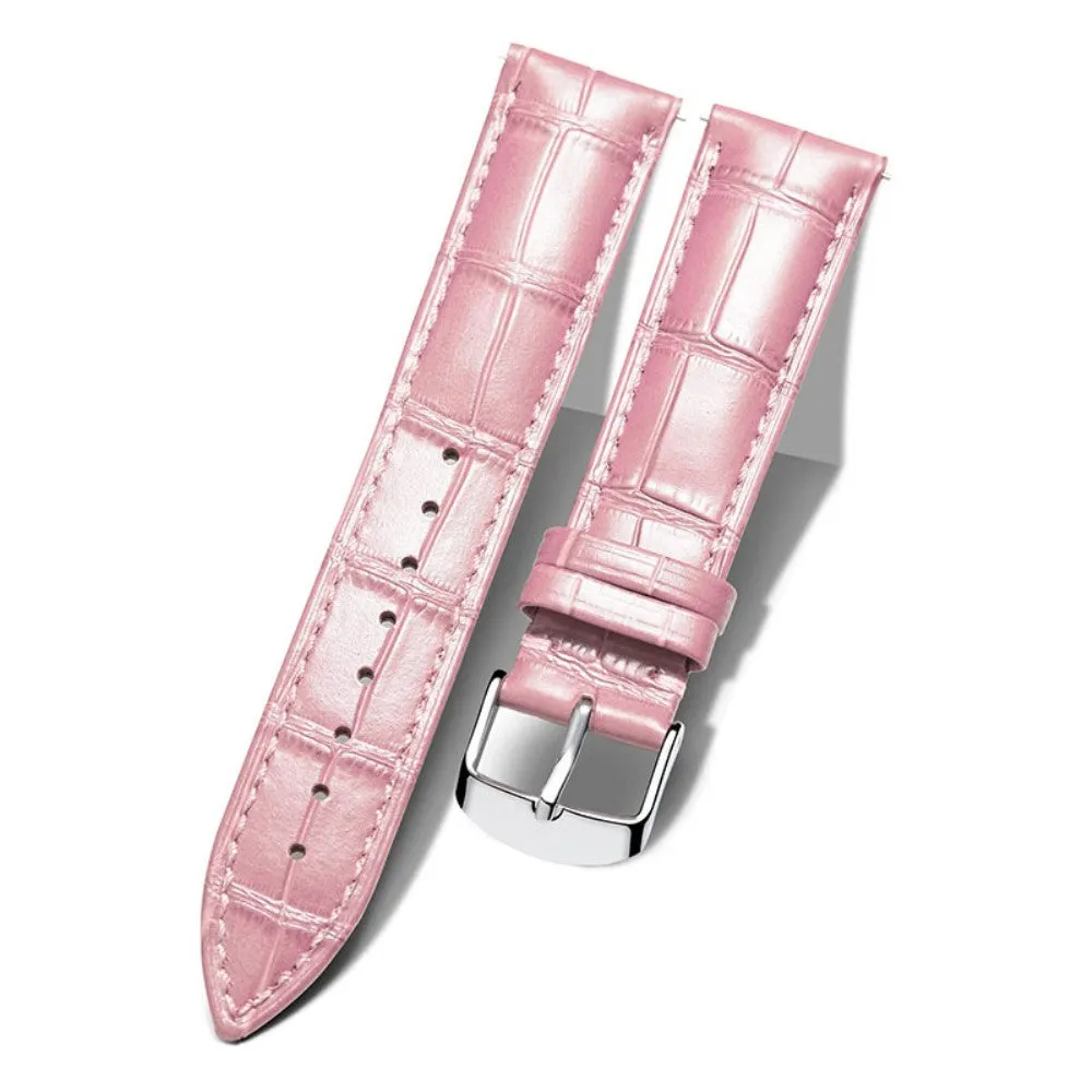 Garmin Vivoactive 4 crocodile pattern leather watch strap - Pink