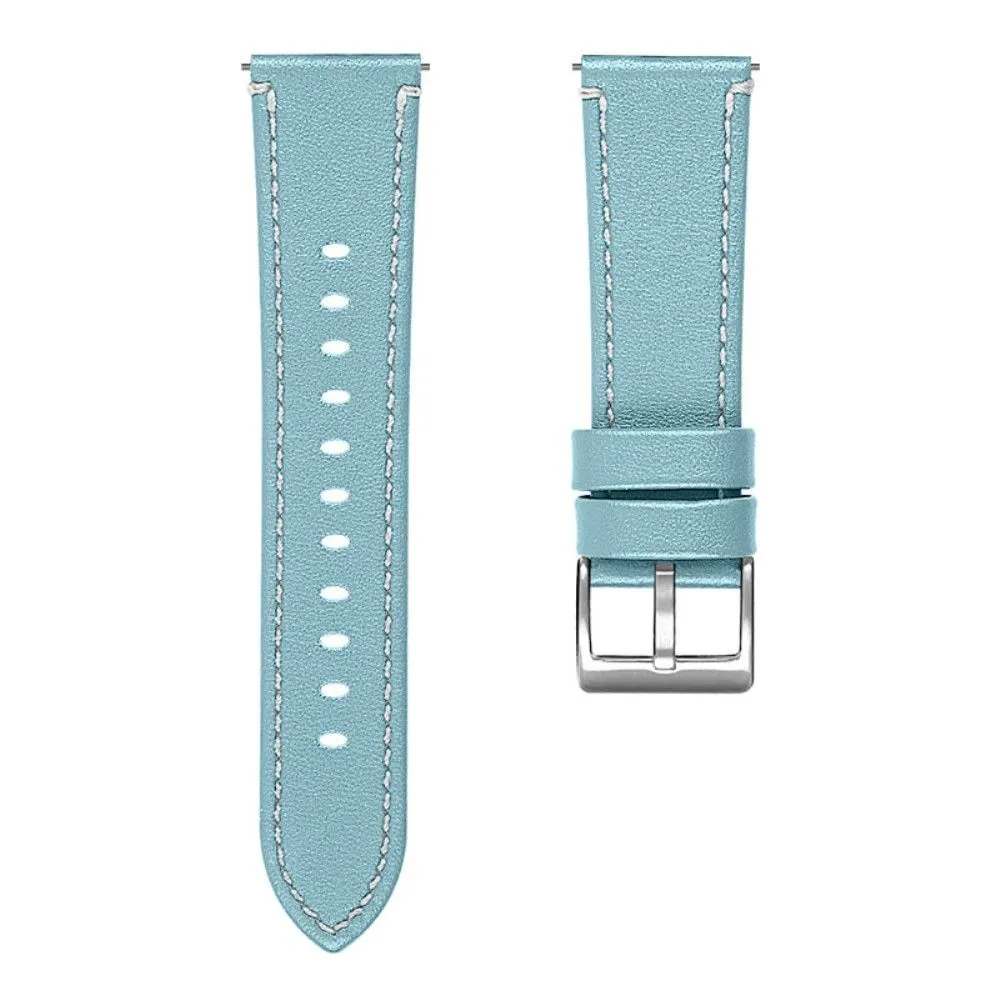 Garmin Vivoactive 4 solid color cowhide leather watch strap - Blue