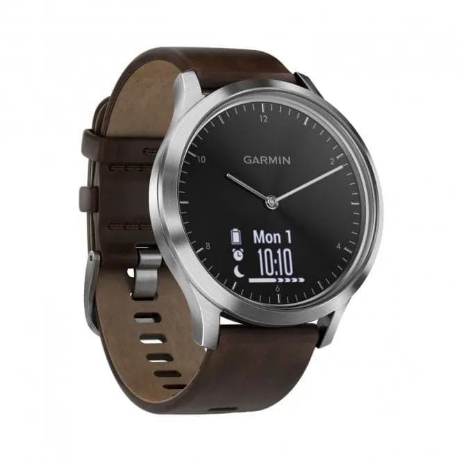 Garmin Vívomove HR Black with Brown Leather Band 010-01850-04