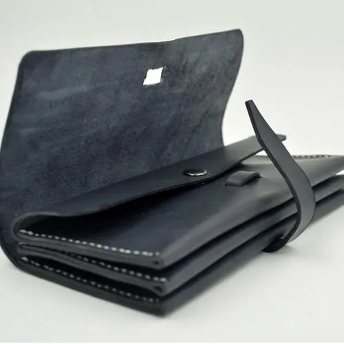 Genuine leather folded wallet handmade long wallet clutch phone purse wallet for women men