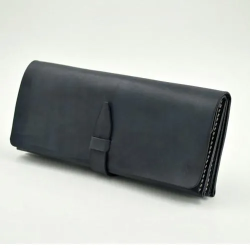 Genuine leather folded wallet handmade long wallet clutch phone purse wallet for women men