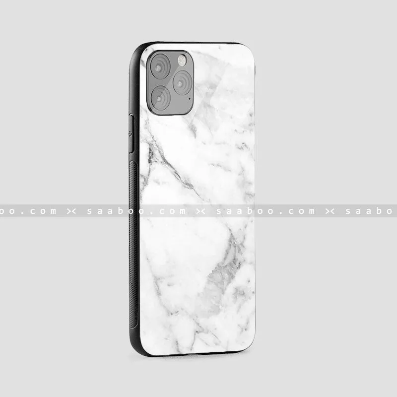 Glossy Protective Case With White Marble Print