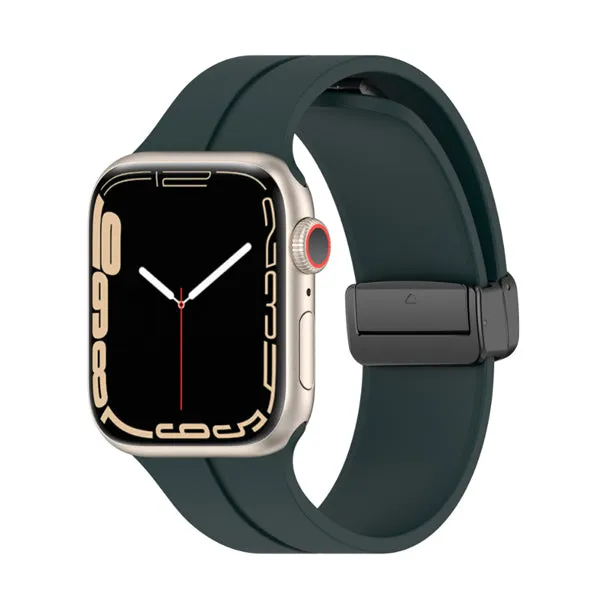 Green Magnetic Buckle Silicone Apple Watch Band 綠色磁吸扣矽膠 Apple 錶帶 KCWATCH1245