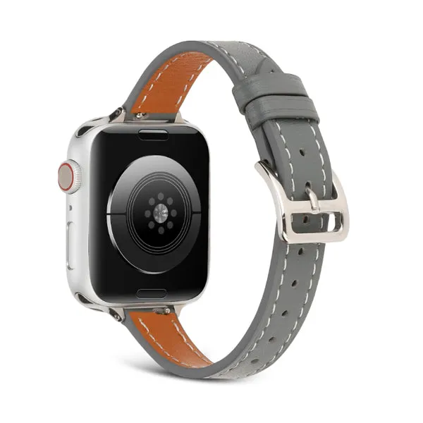 Grey Genuine Leather Apple Watch Band (for small wrist) 灰色真皮Apple (適合小手腕) 錶帶 KCWATCH1219