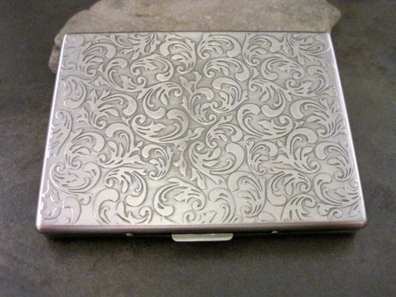 Handmade Antique Silver Embossed Dragonfly Cigarette Case