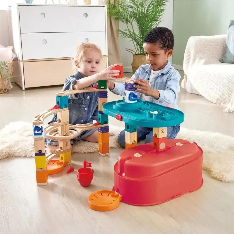 Hape Quadrilla Stack Track Bucket Set Wooden Marble Run Blocks