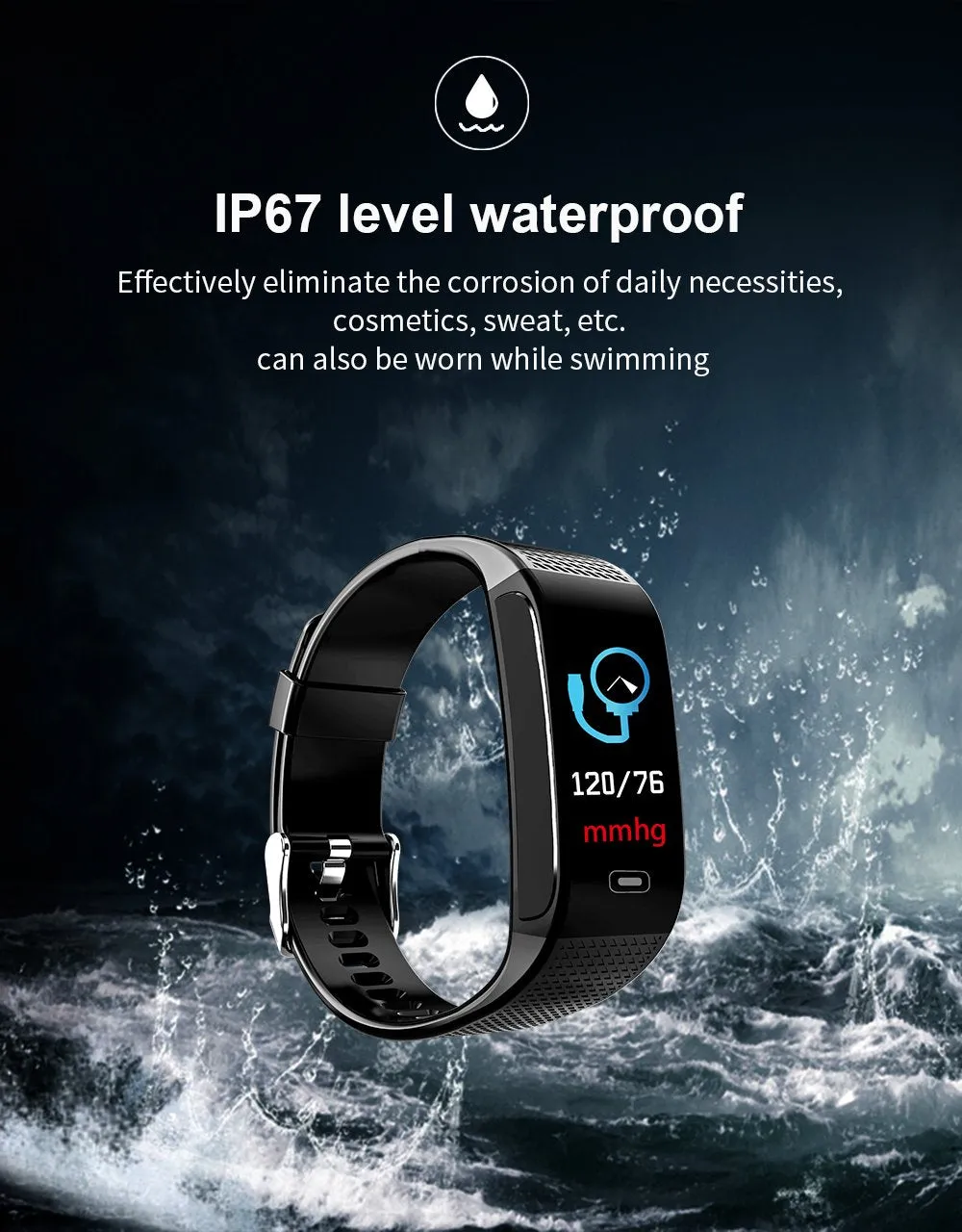 Heart Rate Smart watch Monitor IP67 Wrist Watch Fitness Bracelet Tracker Pedometer For iPhone Androids