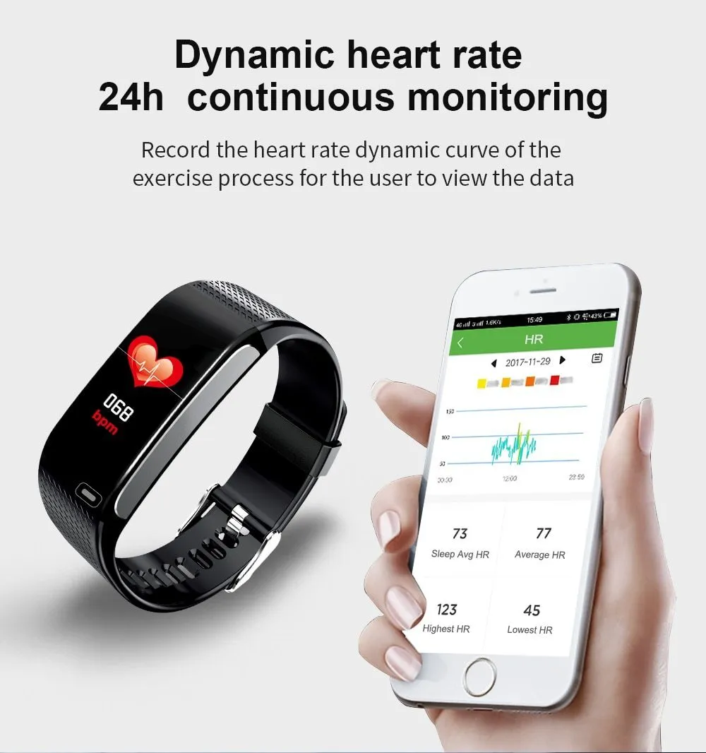 Heart Rate Smart watch Monitor IP67 Wrist Watch Fitness Bracelet Tracker Pedometer For iPhone Androids