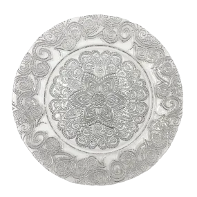 Henna - Glass Charger Plate in Silver (Item # 0294)