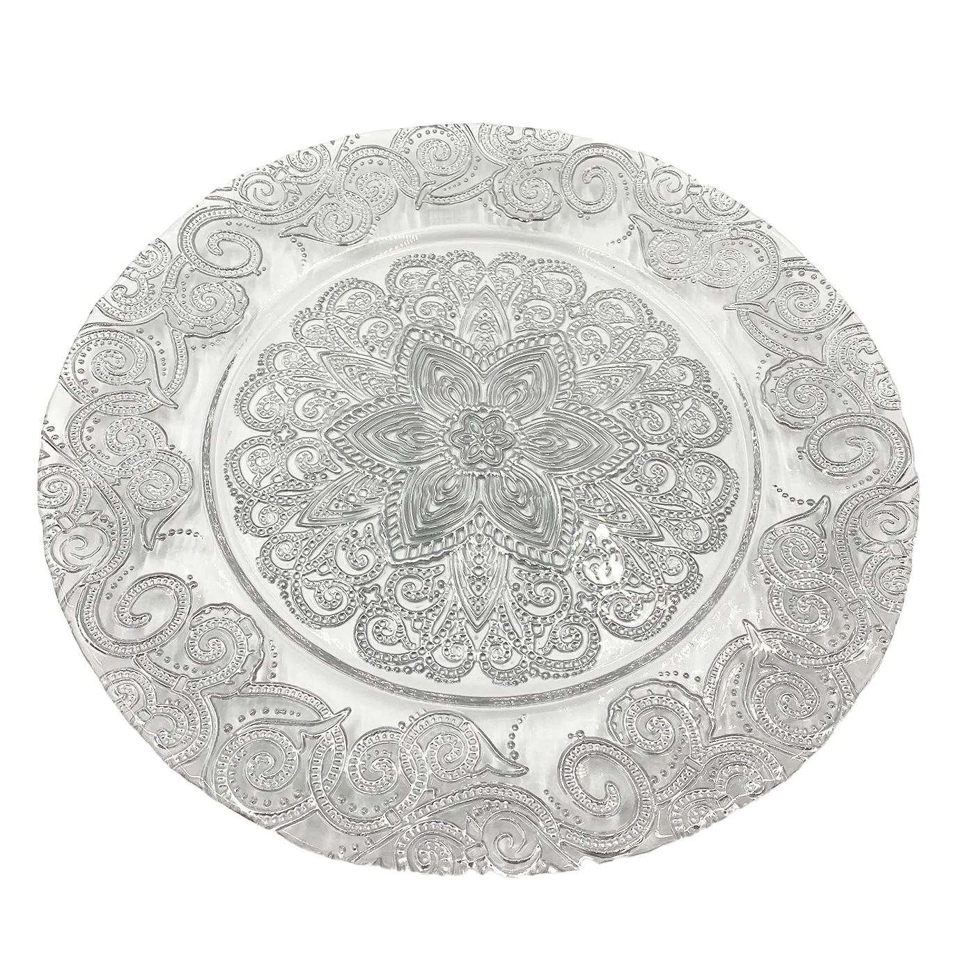 Henna - Glass Charger Plate in Silver (Item # 0294)