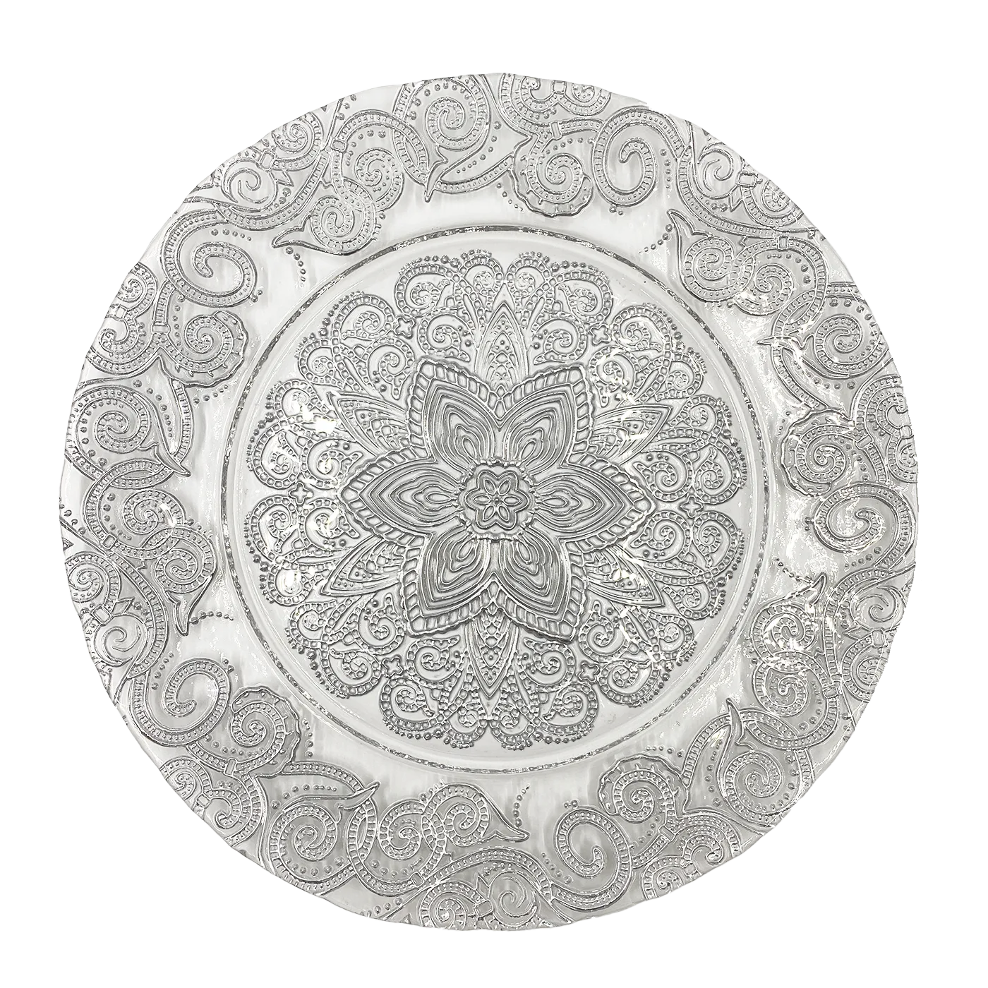 Henna - Glass Charger Plate in Silver (Item # 0294)