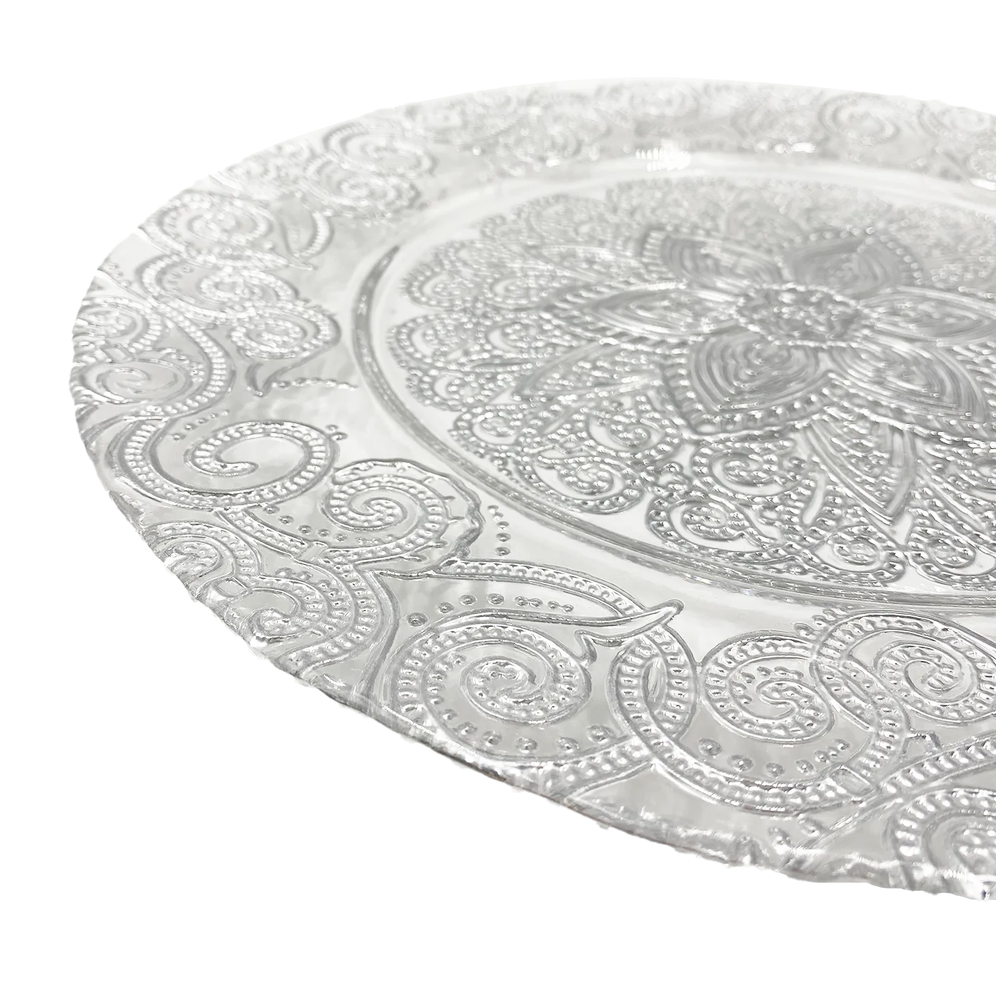 Henna - Glass Charger Plate in Silver (Item # 0294)