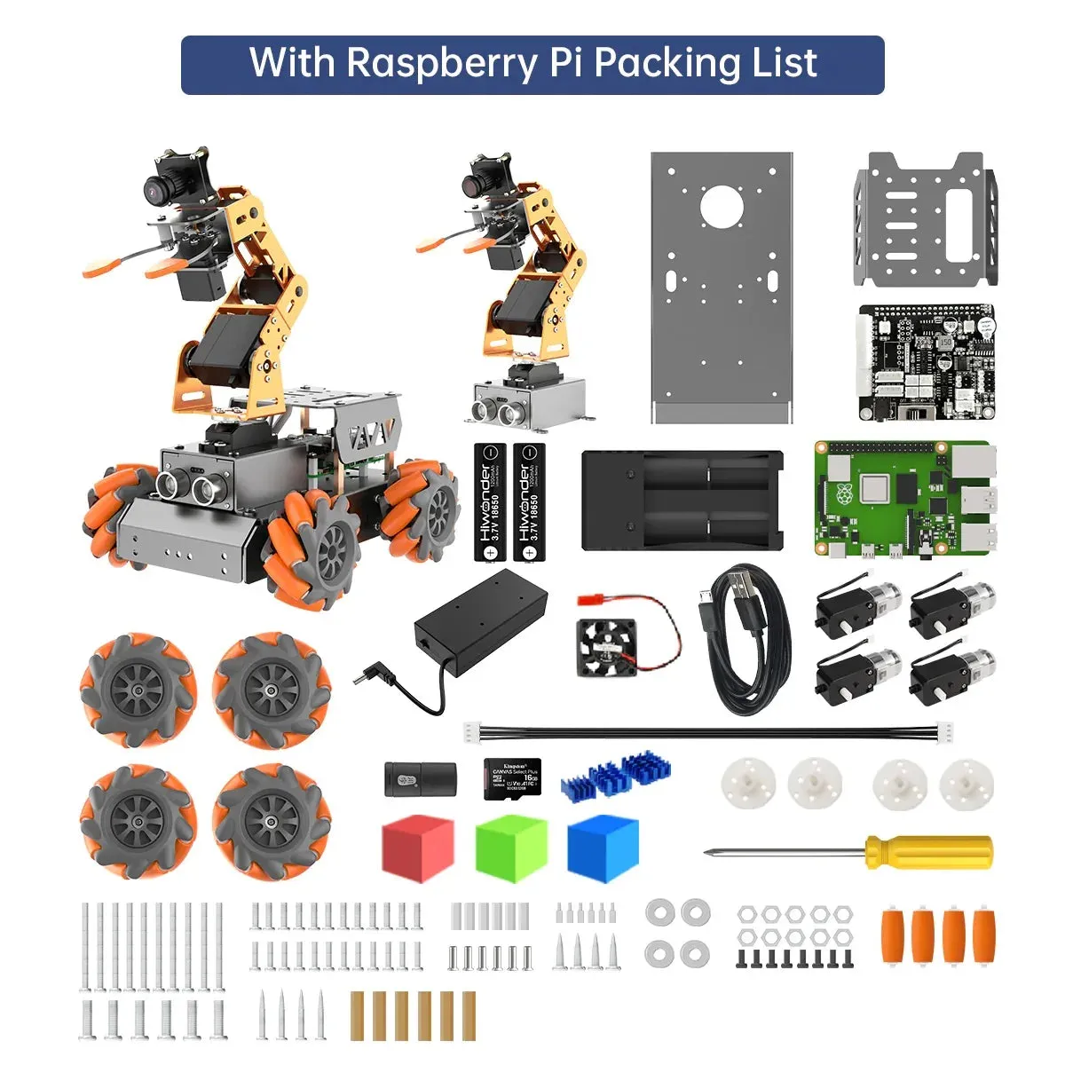 Hiwonder MasterPi AI Vision Robot Arm Mecanum Wheels Car Powered by Raspberry Pi Open Source Robot Car DIY STEM Toy