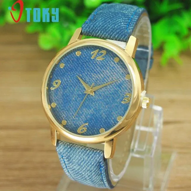 Hot Hothot Sales Design Women Watch Denim Cloth Wrist Watch Women Casual Quartz Watch, relogio feminino,montre femme jy28