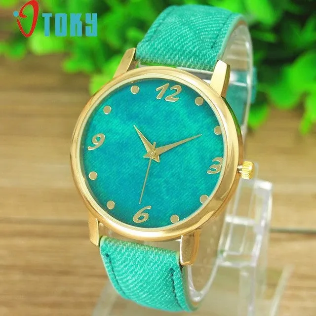 Hot Hothot Sales Design Women Watch Denim Cloth Wrist Watch Women Casual Quartz Watch, relogio feminino,montre femme jy28