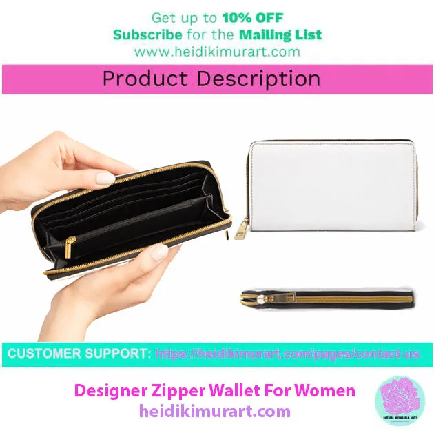 Hot Red Color Zipper Wallet, Solid Red Color Long Compact Designer Premium Quality Women's Wallet