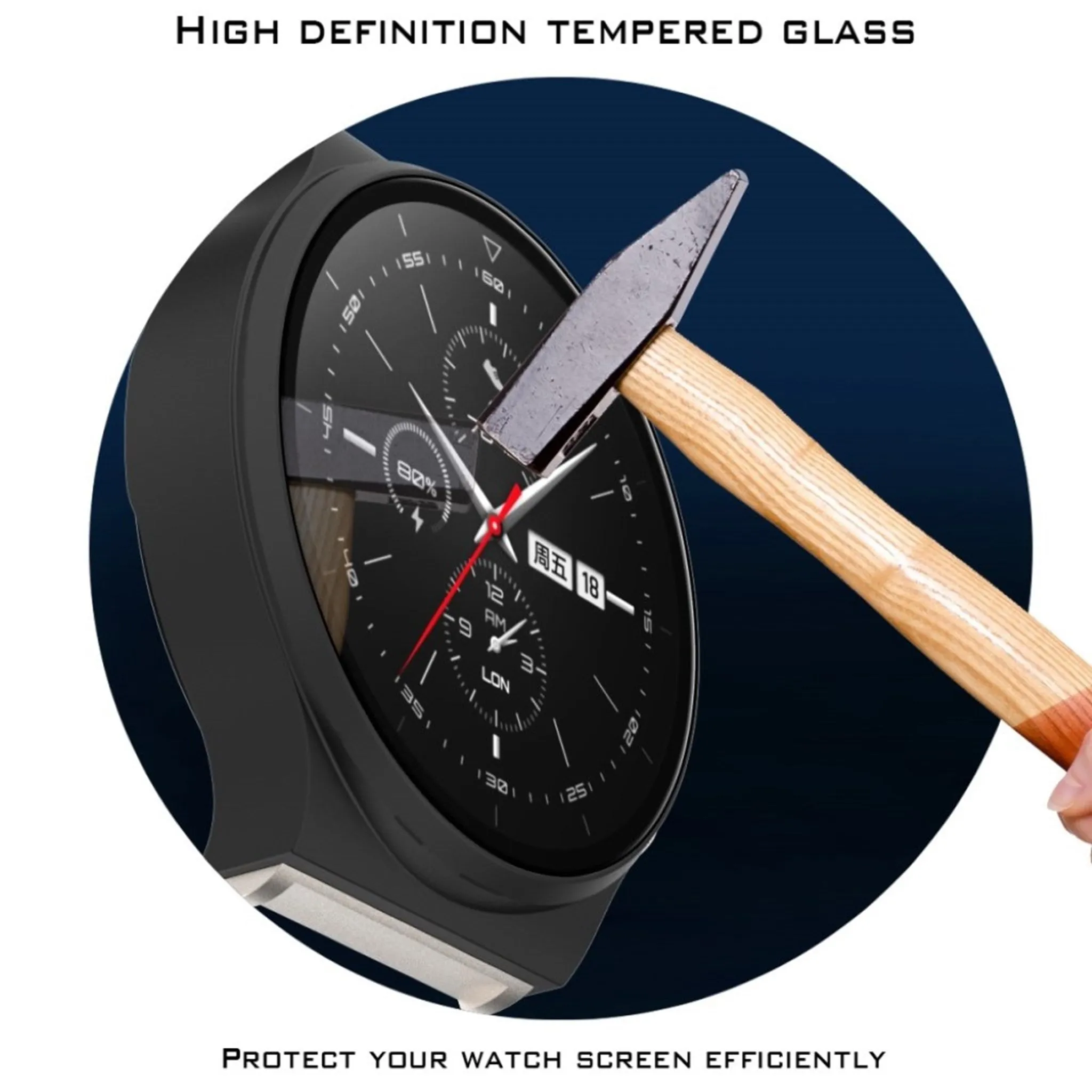 Huawei Watch GT 2 Pro matter cover with tempered glass - Black