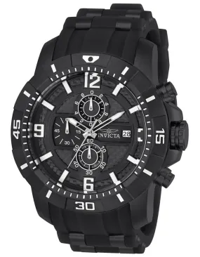 Invicta Mens Pro Diver Chronograph - Black Case & Dial - Rubber Strap - Date