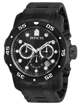 INVICTA Pro Diver Mens Watch - Black Stainless Steel -Chronograph -Bracelet